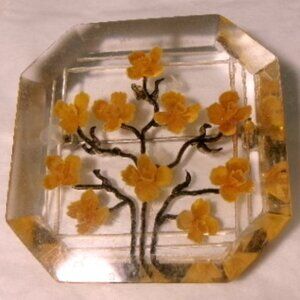 Vintage Lucite Reverse Carved & Handpainted Pins**Lot of 2**From 1940's